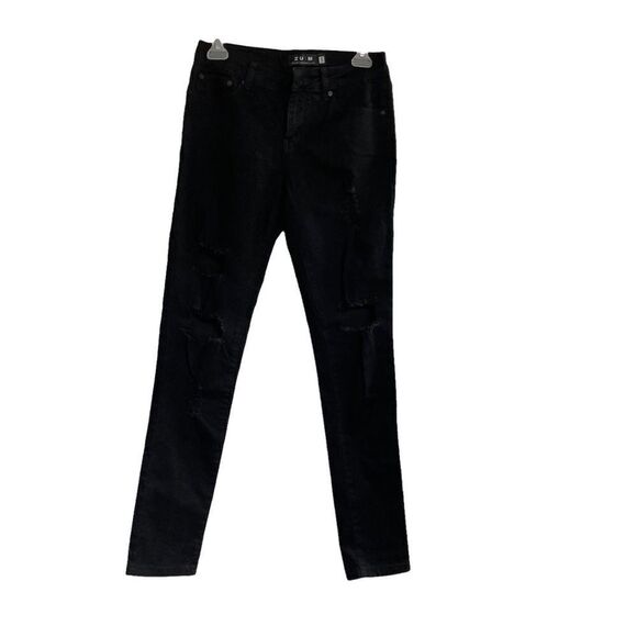 ZU:M  Denim Collection, Women’s (JR’s)Distressed with holes jeans,Black, Size 5, - Picture 1 of 10